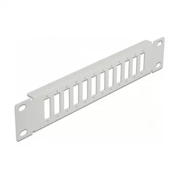 Glasfaser-Patchpanel DeLOCK 10 Zoll 12 Port SC Duplex LC Quad 1U grau