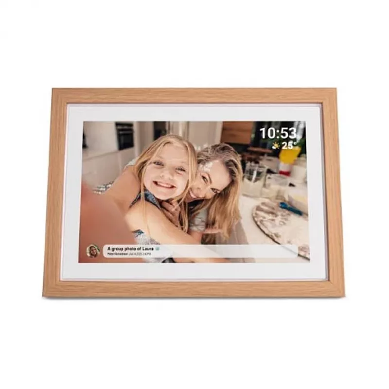 Denver Frameo PFF-1040LW digitaler Bilderrahmen, 10,1 Zoll, 16 GB, helles Holz