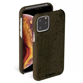 Handyhülle Krusell Birka für Apple iPhone 11 Pro, dunkelbraune Lederoptik-Hülle