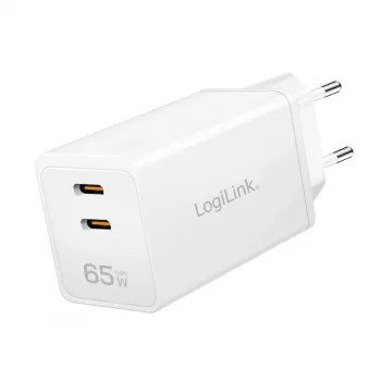 Dualer USB-Buchsenadapter 65W, 2xUSB-C, weiß