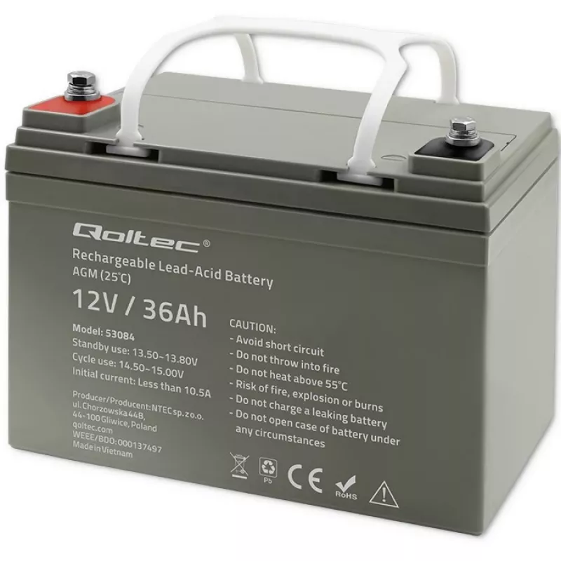 Versiegelte AGM-USV-Batterie QOLTEC 53084 12V 36Ah LongLife