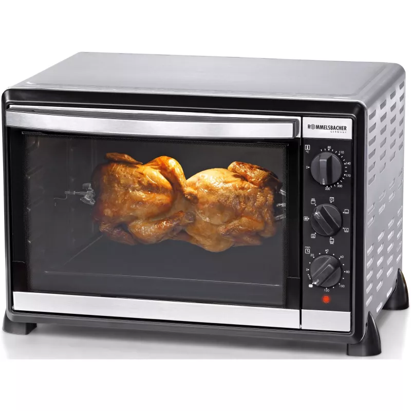 Mini-Backofen Rommelsbacher BG 1805/E Edelstahl – 42 L, 80–230 °C, 7 Modi, Rotisserie