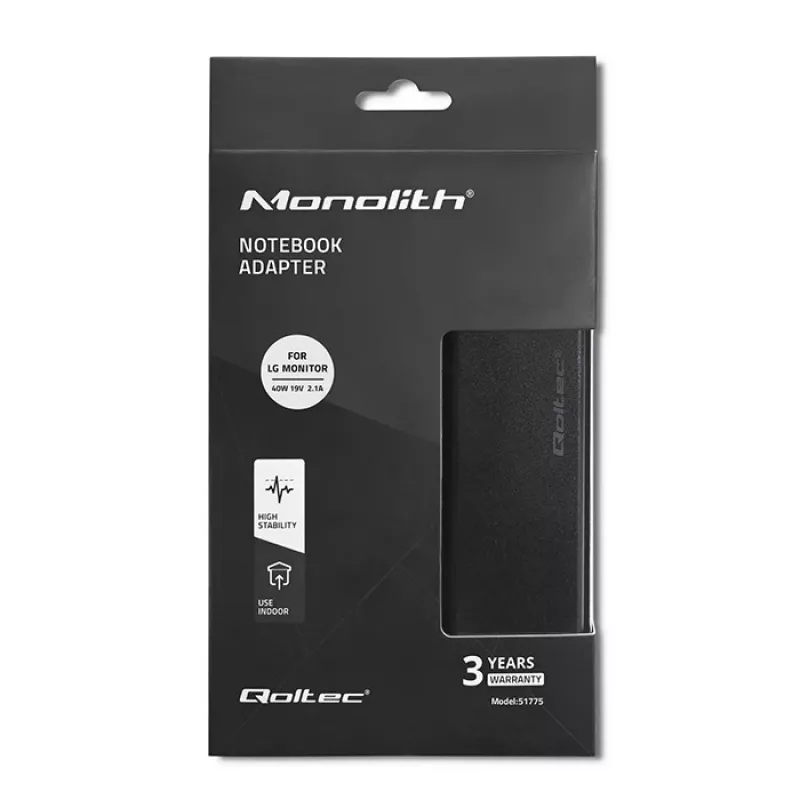 Qoltec 51775 Netzteil für LG-Monitore, 40 W, 19 V 2,1 A, 6,5x4,4-mm-Stecker
