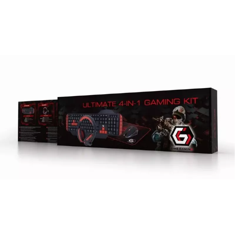 Gaming-Tastatur GEMBIRD GGS-UMG4-02 104 Tasten Full-Size USB QWERTY US-Englisch mit Maus, schwarz