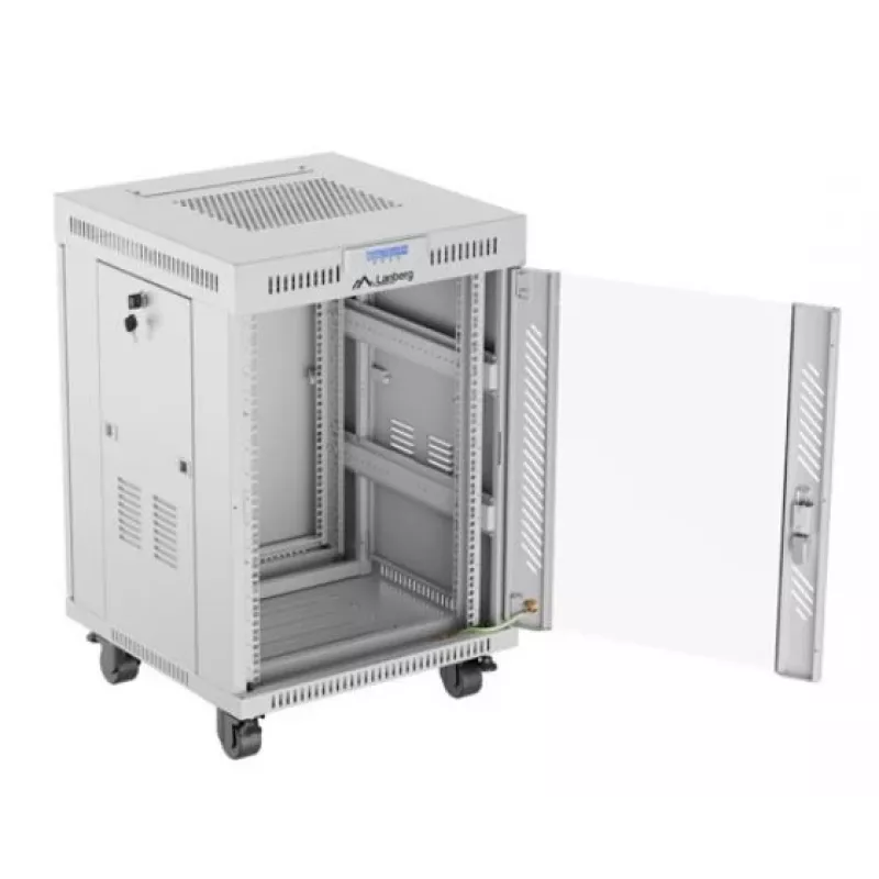 Lanberg FF01-6615-12SL Rackschrank 15U freistehendes Rack Grau