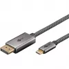 USB-Adapterkabel, USB-C-Stecker > DisplayPort-Stecker, 4K 60Hz (schwarz/Silber, 1 Meter, geflochtenes Kabel)