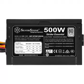 Netzteil SILVERSTONE ST50F-ES230 500 W, 24-pol ATX, nicht-modular, 120 mm Lüfter, Aluminium