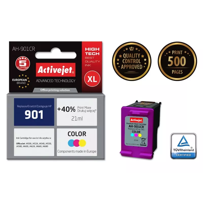 Activejet AH-901CR Tinte, Ersatz für HP 901 CC656AE, Premium, 21 ml, Farbe