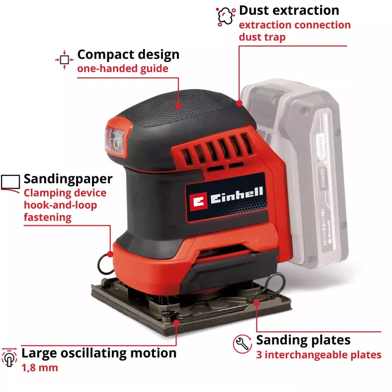 Einhell TE-OS 18/113 3X Li Solo Akku-Schwingschleifer, 18 V (ohne Akku)