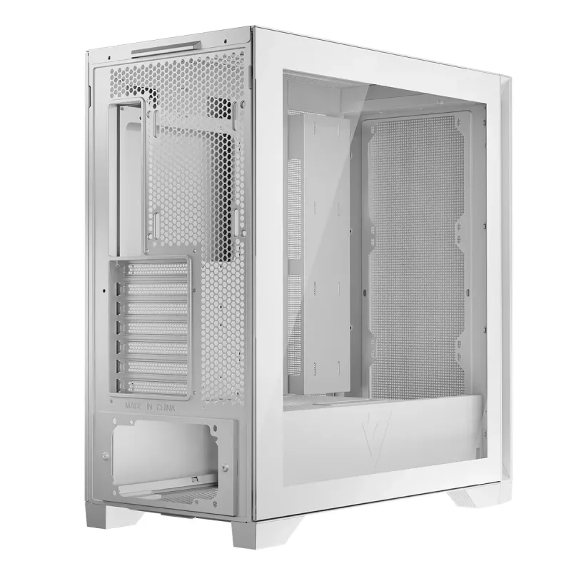 Modecom Volcano Expanse S Midi-Tower-PC-Gehäuse, ATX/Micro-ATX/Mini-ITX, Temperglas, USB-C, Grafikkarte bis 430 mm, Weiß