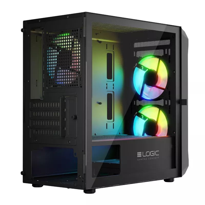 Computer-Gehäuse Logic Concept Portos Mini ARGB Micro ATX Schwarz