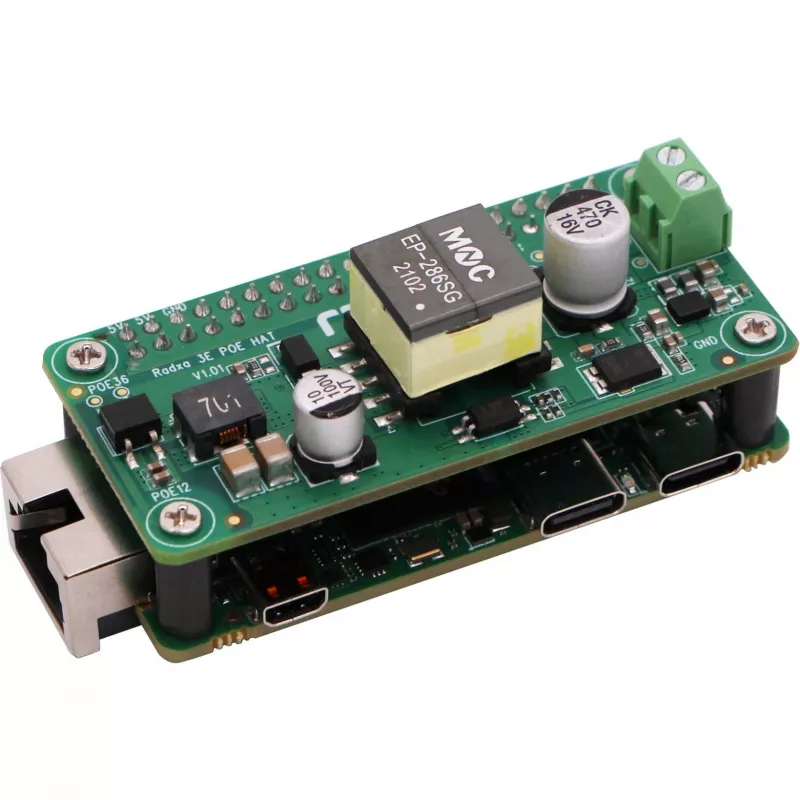 PoE-HAT ALLNET RA023 für RADXA Zero 3E – 802.3af-kompatibles Power-over-Ethernet-Modul