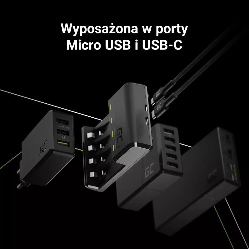 Batterieladegerät Green Cell GC VitalCharger USB, 4-Steckplätze, AA/AAA, USB-betrieben, schwarz