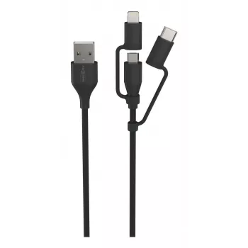 Ansmann Kabel USB auf 3in1 120cm Schwarz Micro-USB B