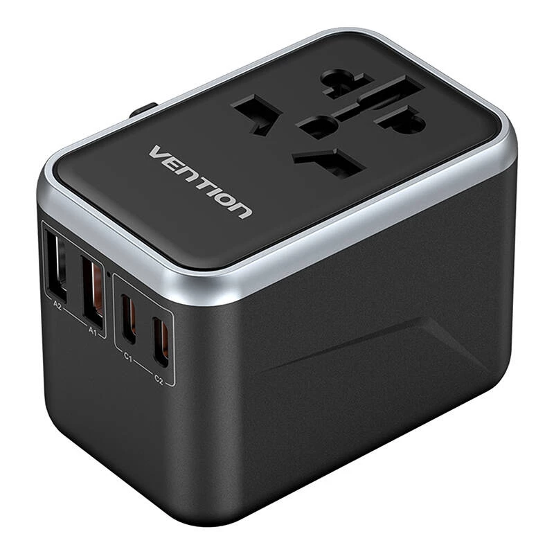 Vention 65-W-GaN-Reiseadapter und Ladegerät, 2x USB-A 2x USB-C, schwarz