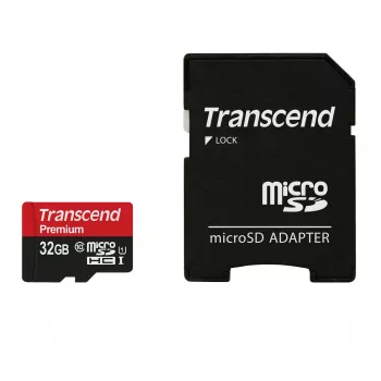 MEMORY MICRO SDHC 32GB W/ADAPT/CLASS10 TS32GUSDU1 TRANSCEND