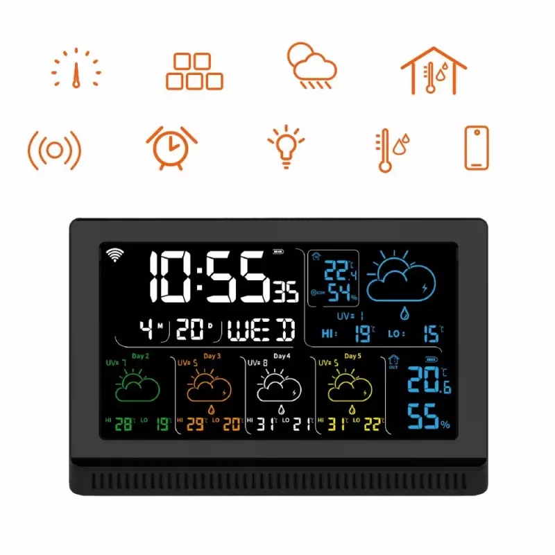Manta MTO200B Windy Smart Wetterstation mit Außensensor, Wi-Fi, Schwarz