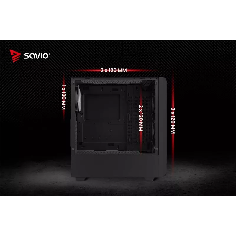 Savio Noctis Glass RGB Cube PC-Gehäuse, ATX/Micro-ATX/Mini-ITX, Front aus Hartglas, RGB-Lüfter, schwarz