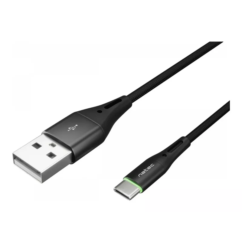 NATEC Kabel USB-C/A 2.0 1m prati LED schwarz Nylon