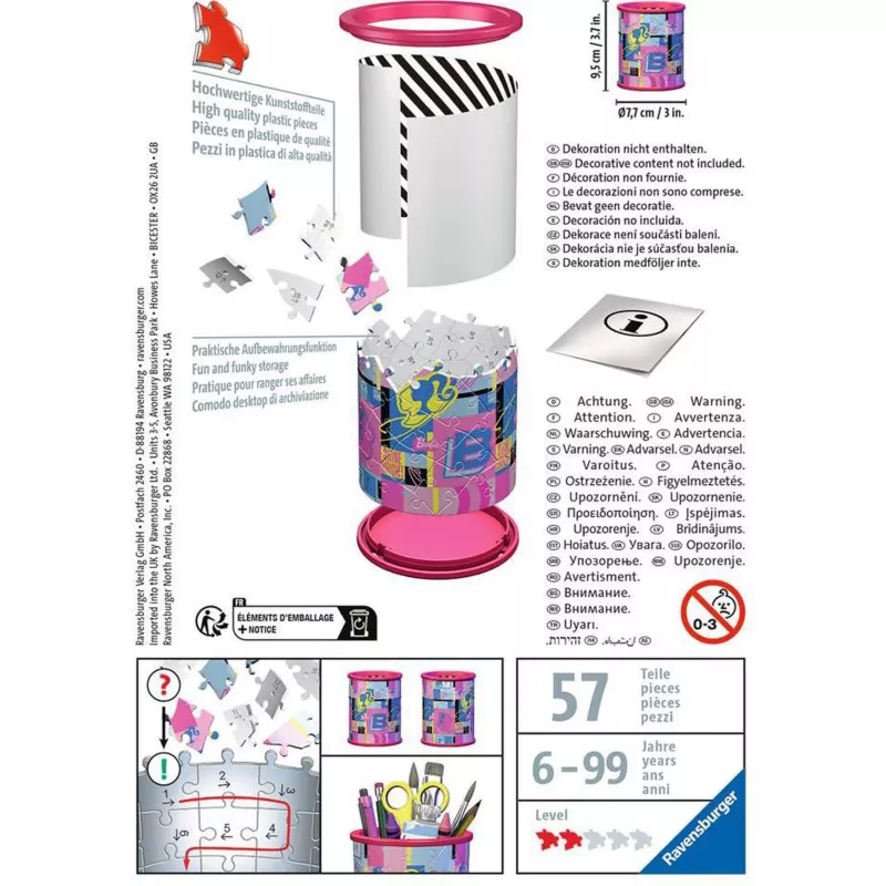 3D Puzzle Organizer Ravensburger Utensilo Barbie — Modell 11585, thematischer 3D-Deko-Aufbewahrer