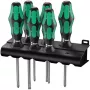 Wera 335/350/367/7 Kraftform Schraubendreher-Set mit Ständer, 7-teilig, Lasertip, Schlitz/Phillips/Pozidriv