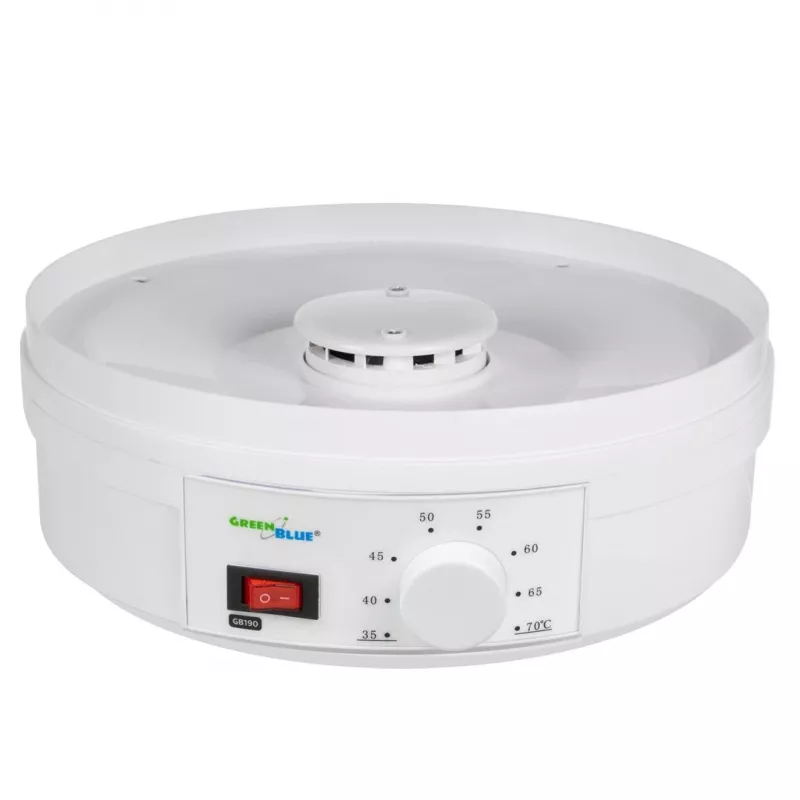 GreenBlue GB190 Dörrgerät für Pilze, Gemüse und Obst, 5 Etagen, 250 W, einstellbare Temperatur 35–70 °C, Weiß
