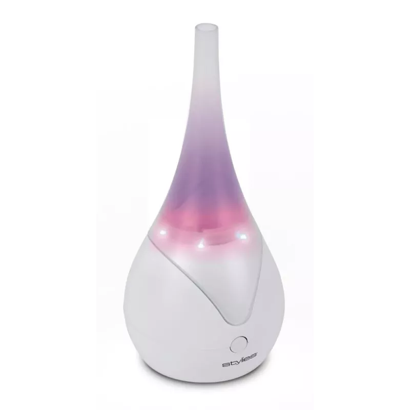 Stylies Luna COP000846 Ultraschall-Aromadiffuser, farbwechselndes LED-Licht, Nachtmodus, automatische Abschaltung, 100 x 100 x 234 mm, Weiß