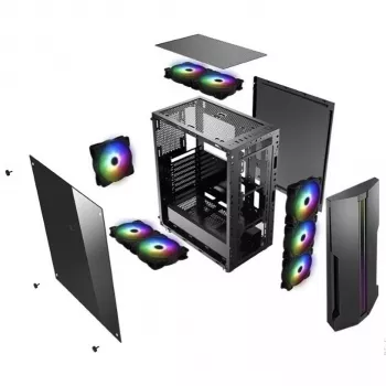 PC-Gehäuse Xilence Performance C XILENT BLADE X512.RGB Midi Tower Schwarz