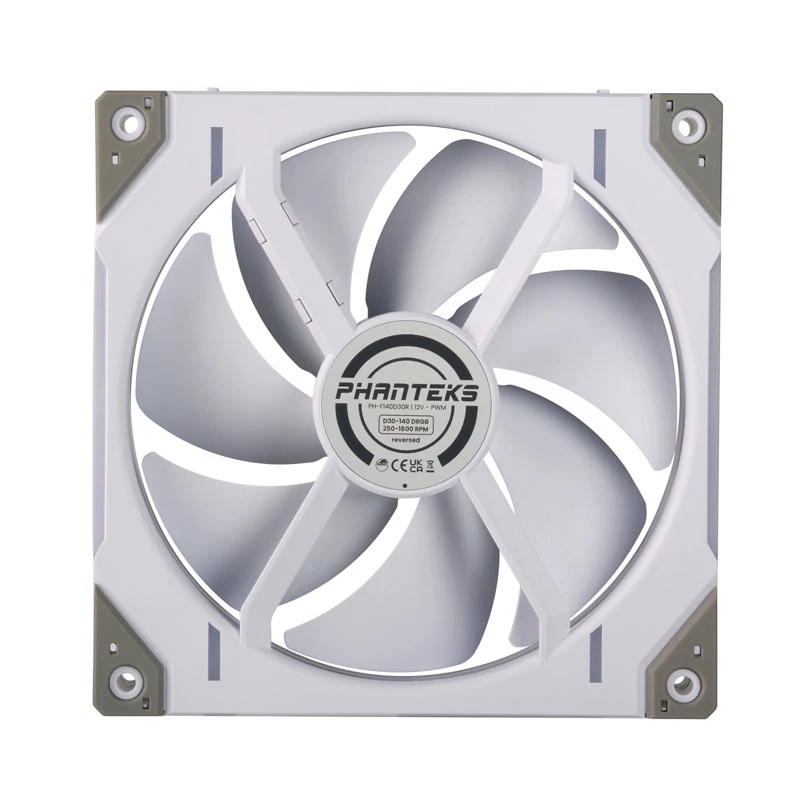 Phanteks D30-140 PWM Reverse Airflow D-RGB Gehäuselüfter PH-F140D30R_DRGB_PWM_WT01, 140 mm, weiß