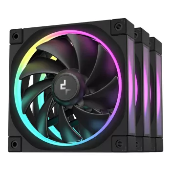 DeepCool FL12 3-in-1 120-mm-Gehäuselüfter (3 Stück), 500-2150 U/min, fluiddynamisches Lager, 32 dB, Schwarz