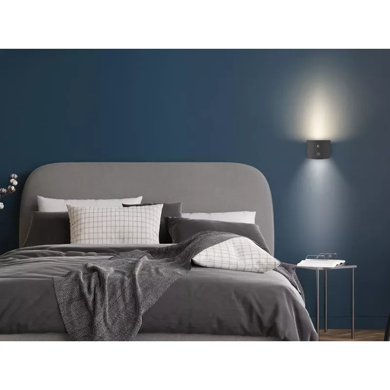 Beper P201UTP304 aufladbare LED-Lampe mit magnetischem Fuß, Klemme und Wandhalterung, 2,3 W, dimmbar, schwarz