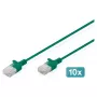 Patchkabel DIGITUS CAT6 U-UTP schlank, 0,5 m, grün, Menge pro Packung 10