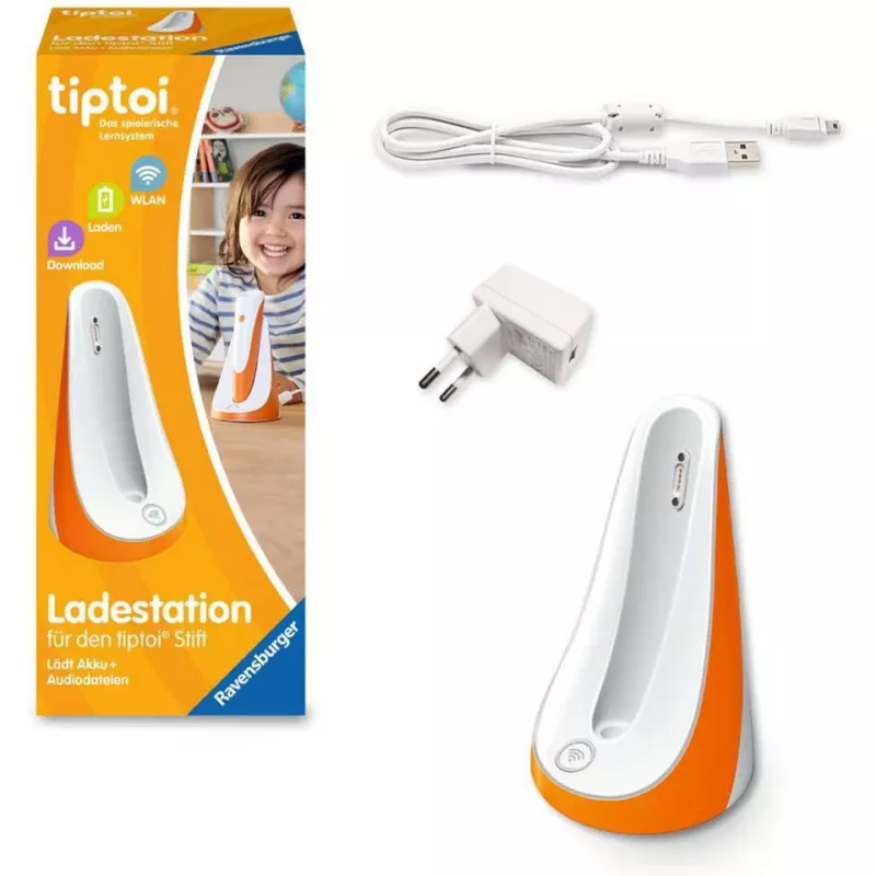tiptoi Ladestation Ravensburger 00111 Innenraum-Ladestation für Stylus Pen Orange Weiß