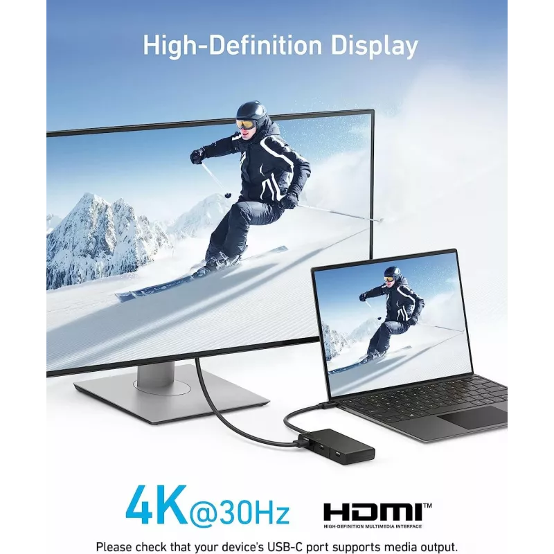 Anker 332 A8356G11 USB-C-Hub 5-in-1, 4K-HDMI für einen Bildschirm, schwarz