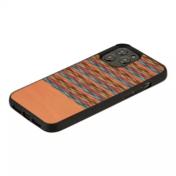 Schutzhülle Man and Wood für iPhone 12 / 12 Pro — braunes Karomuster mit schwarzem Rand