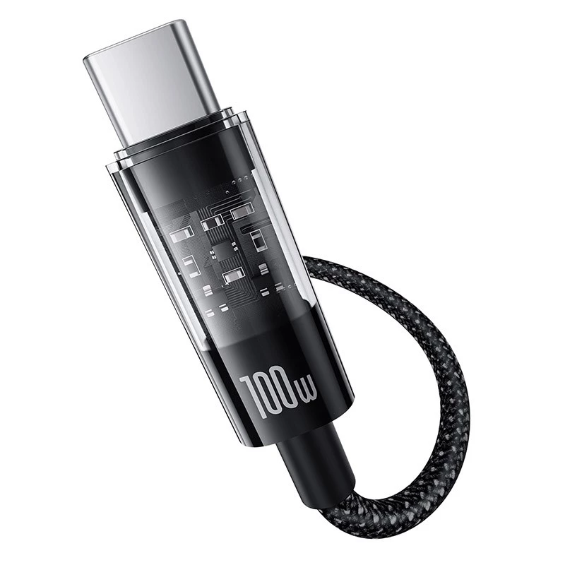 USB-A-auf-USB-C-Kabel Baseus Gem 1m 100W Schnellladung, Nylonmantel, Schwarz