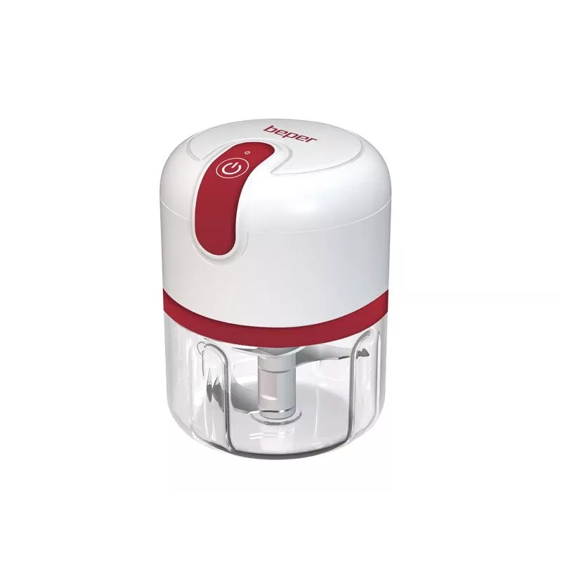 Beper P102ROB050 USB-wiederaufladbarer Zerkleinerer, 0,25 L, 30 W, Weiß/Rot