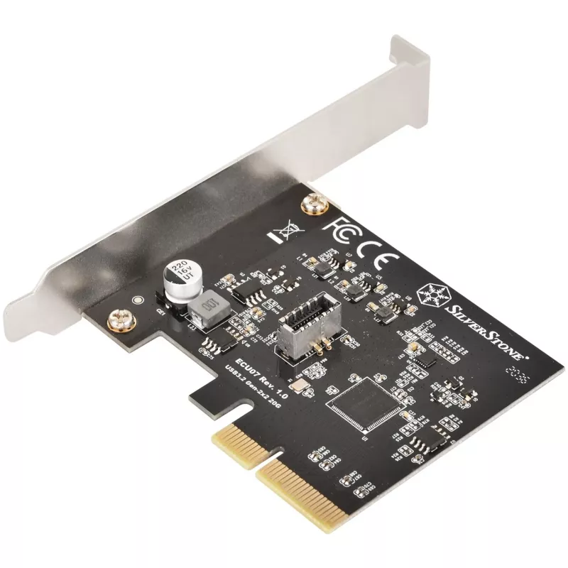 SilverStone SST-ECU07 PCIe-3.0-x4-USB-3.2-Gen-2x2-Adapterkarte, 1x interner USB-C, Low Profile