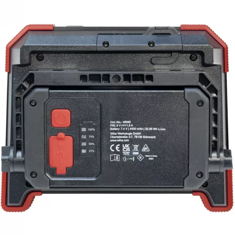 Wiha 45698 Akku-Baustrahler, 30 W, Schwarz/Rot