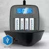 everActive NC-1000M V2 Akkuladegerät, Ni-MH, 4 Schächte AA/AAA, USB-C, Schwarz