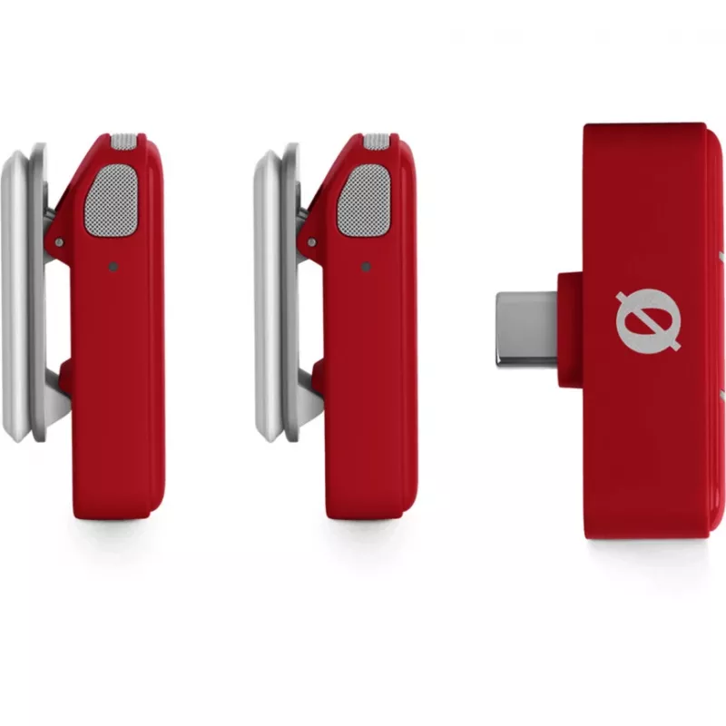 Funkmikrofon Rode Wireless Micro — kompakter Clip-On-Sender und -Empfänger, rot