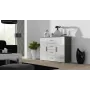 Cama Meble UNI Wohnzimmer-Sideboard, grau/weiß Hochglanz