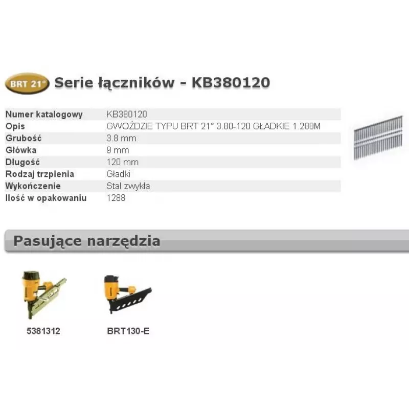 Nägel Bostitch BRT 3.8 x 120 mm, 1.288 Stück (KB380120) für Rahmen- und Bauarbeiten