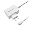 Qoltec 51039 65 W USB-C-PD-Netzteil, 5–20,3 V, 2–3,25 A, integriertes USB-C-Kabel, Weiß