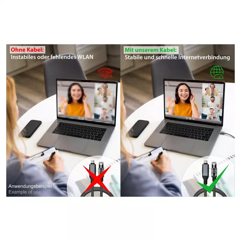 Good Connections Ethernet-Kabel USB-C RJ45, Anthrazit, 2,0 m