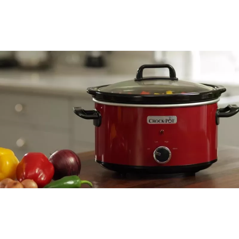 Slow Cooker Crock-Pot SCV400RD 3,5 L Keramik herausnehmbarer Topf, Glasdeckel, 2 Heizstufen