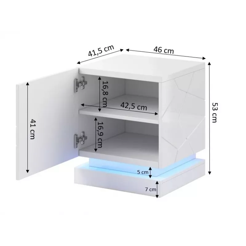 Nachttisch-Set 2 Stück Cama QIU, MDF, schwarz glänzend, 46×41,5×53 cm