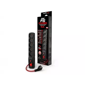 ACAR F5 POWER Schwarz 5 AC-Steckdosen 230 V 3 m