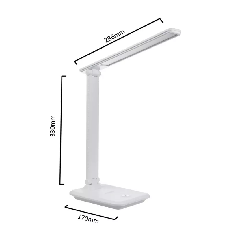 LED-Schreibtischleuchte MACLEAN MCE614W 9 W, weiß, neigungsverstellbar und dimmbar