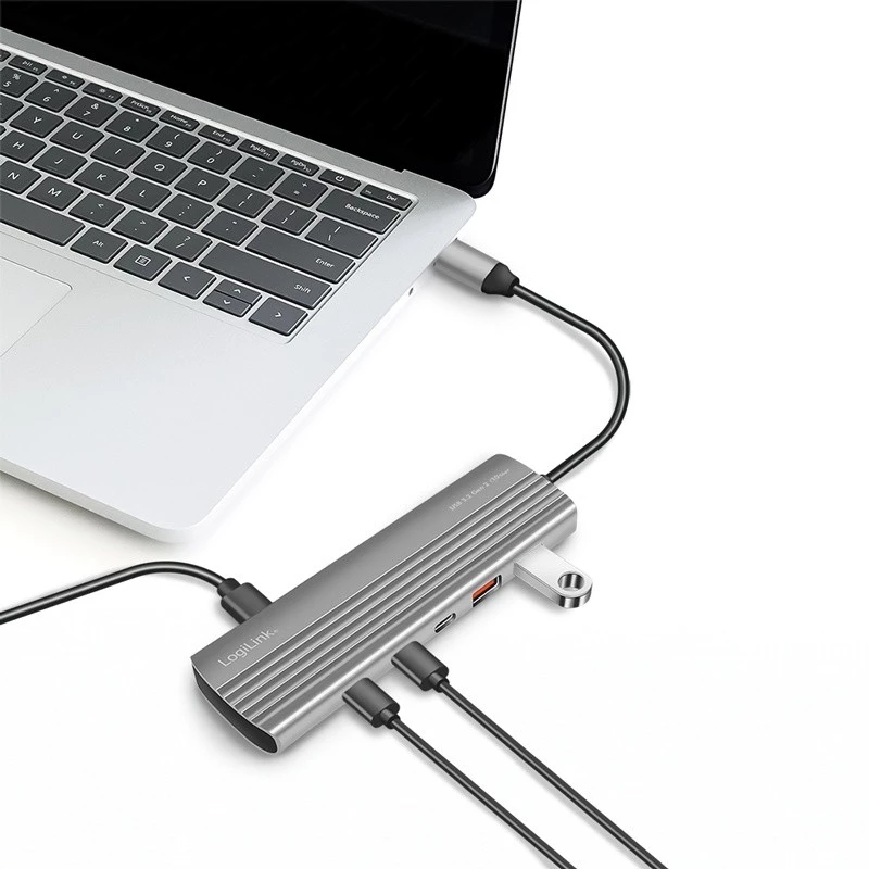 LogiLink USB 3.2 Gen2 Hub 4+1-Port 2x USB-A 2x USB-C PD 100W Aluminium